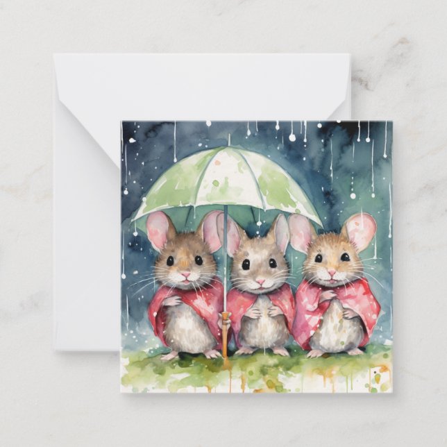 Belle carte de souris aquarelle (Devant)