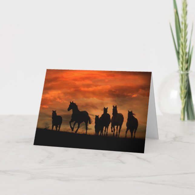Belle carte de sympathie de troupeau de chevaux (Devant)