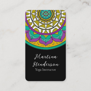 Belle Carte de visite Mandala violet et vert