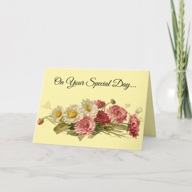 Belle carte de voeux d'anniversaire floral (Devant)