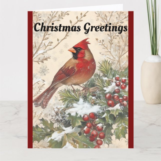 Belle carte de vœux de Noël Cardinal (Devant)
