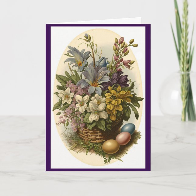 Belle carte de voeux de Pâques Florale (Devant)