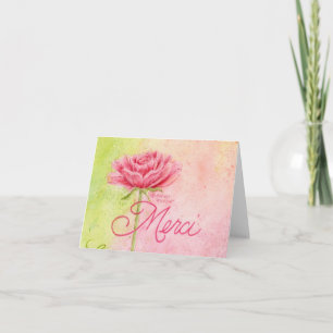 Belle carte de voeux Merci Rose Merci Blank