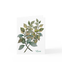 Belle carte de voeux pliée Botanique/Basil