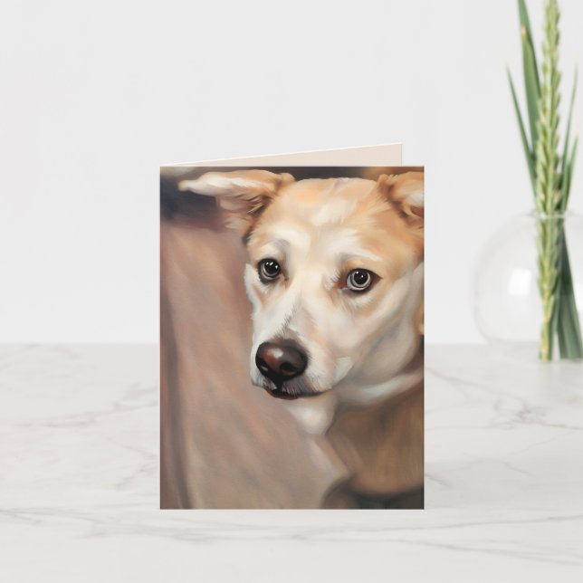 Belle carte de voeux pliée pour fille Husky (Devant)