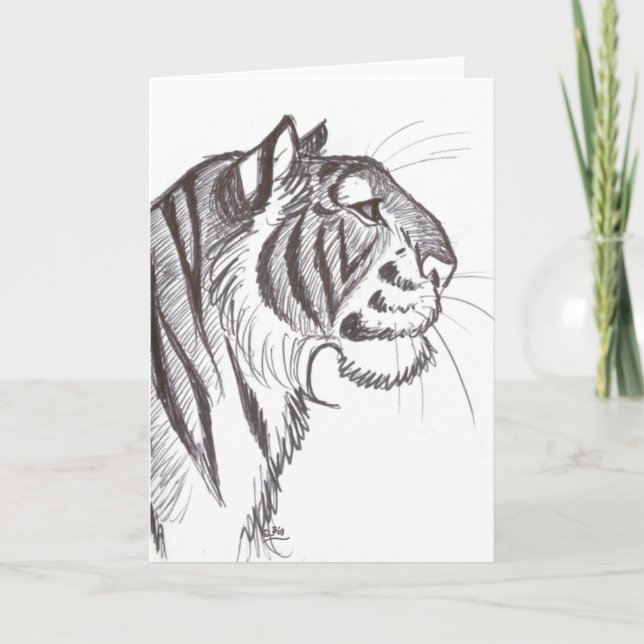 Belle carte de voeux Tiger dessin (Devant)