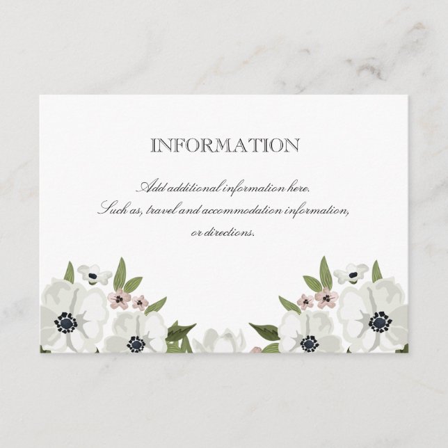 Belle carte d'information florale (Devant)