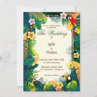 Belle carte d'invitation aux oiseaux forestiers