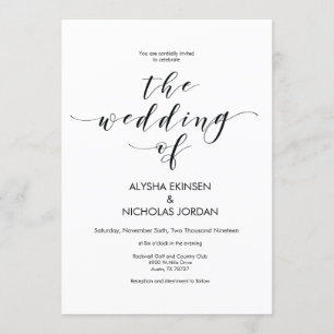 Belle carte d'invitation de mariage élégante