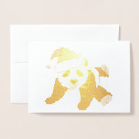 Belle carte d'or Panda Bear de Noël