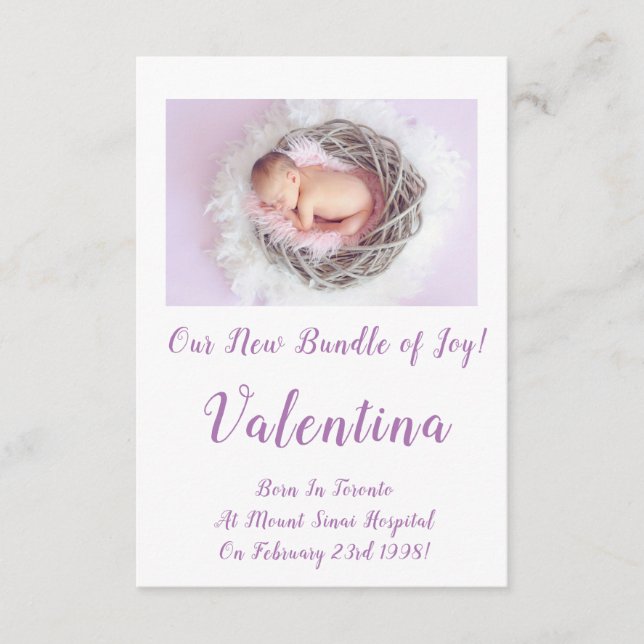 Belle carte Faire-part fille bébé (Devant)