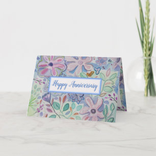 Belle carte Floral Joyeux Anniversaire