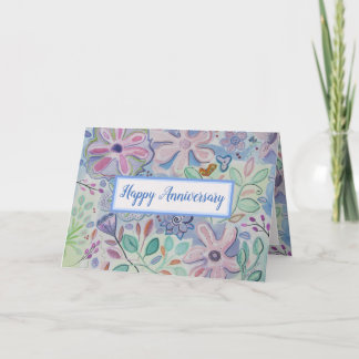 Belle carte Floral Joyeux Anniversaire