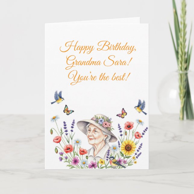 Belle carte florale pour grand-mère (Devant)