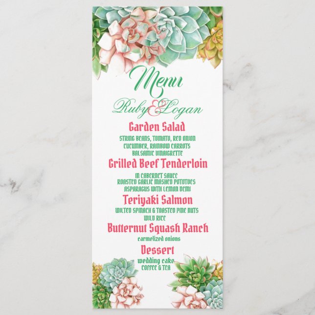 Belle carte Mariage Succulents (Devant)