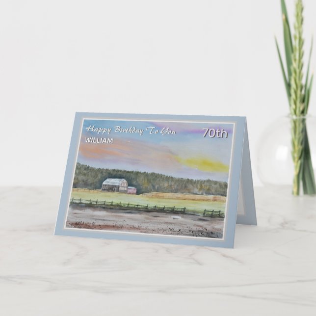 Belle carte personnalisée Grange Campagne (Devant)
