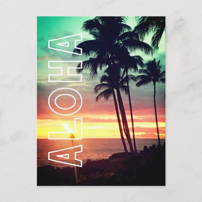 Belle carte postale Aloha Hawaiian Sunset (Devant)