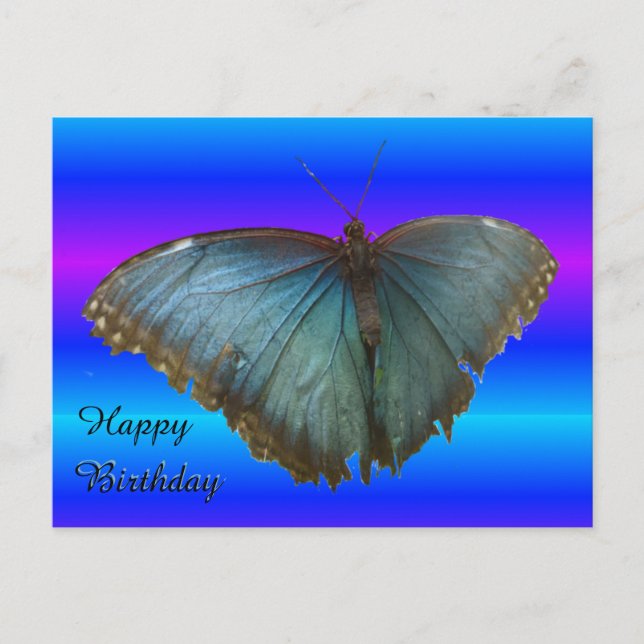 Belle carte postale Bleu Morpho Papillon Anniversa (Devant)