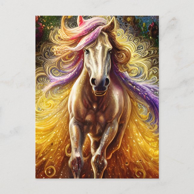 Belle carte postale Cheval d'or Imaginaire (Devant)