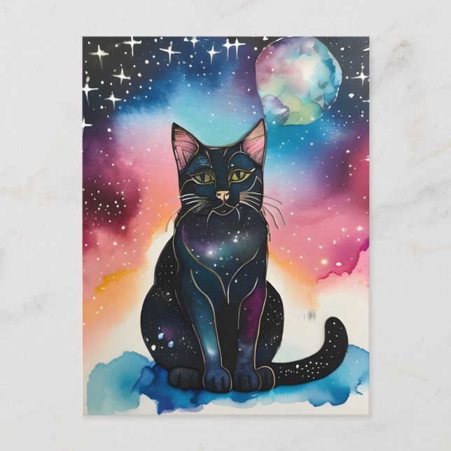 Belle carte postale de chat noir (Devant)