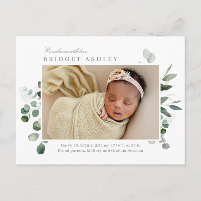 Belle Carte postale Faire-part de naissance bébé v (Devant)