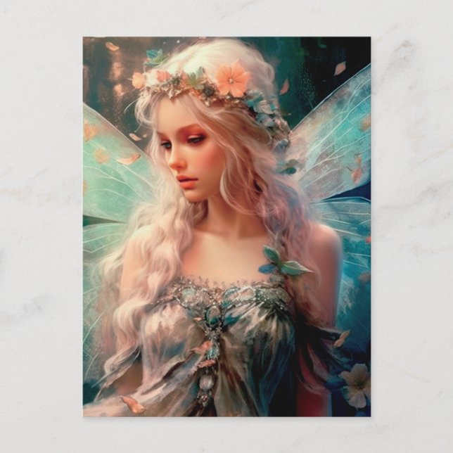 Belle Carte postale Imaginaire Fée Rose Et Bleu (Devant)