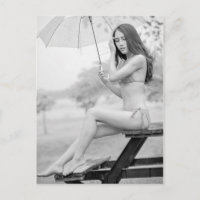 Belle carte postale photo de fille en bikini B&W
