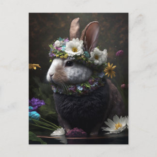 Belle carte postale Rabbit Floral