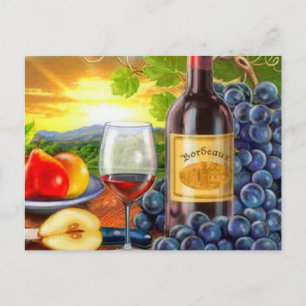 belle carte postale vin et raisin