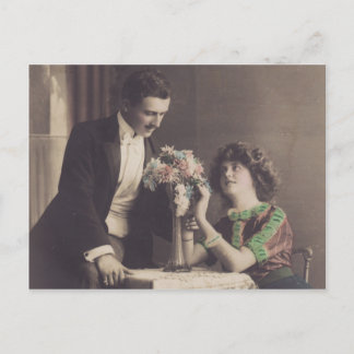 Belle carte postale vintage romantique couple rétr