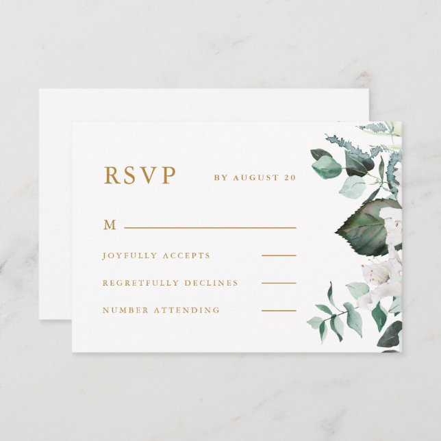 Belle carte RSVP de mariage floral blanc (Devant / Derrière)