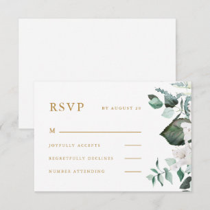 Belle carte RSVP de mariage floral blanc