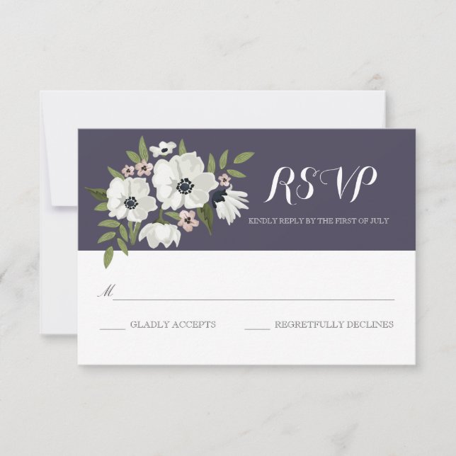 Belle carte RSVP Florale - violet (Devant)