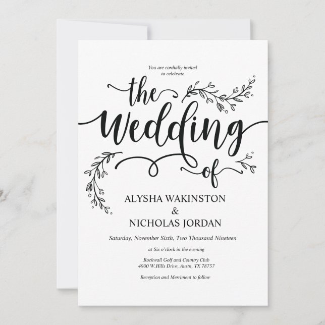 Belle carte rustique de faire-part de mariage (Devant)