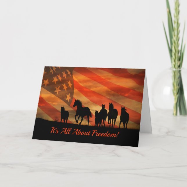 Belle Cheval Liberté Quart Juillet Carte (Devant)