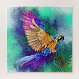 Belle couleur perroquet d'aquarelle Puzzle