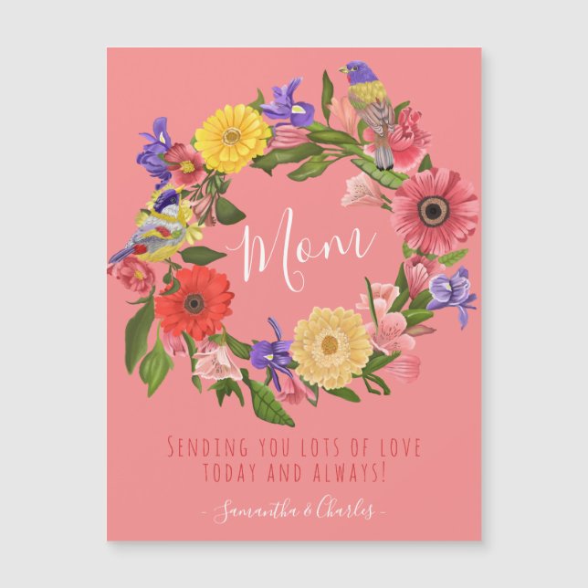 Belle couronne florale Bonne carte de fête des mèr (Devant)