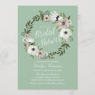 Belle couronne Florale - Invitation à la douche nu
