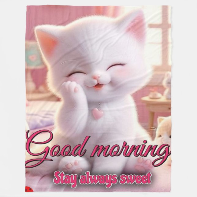 Belle couverture en polaire du matin - Restez conf (Devant)