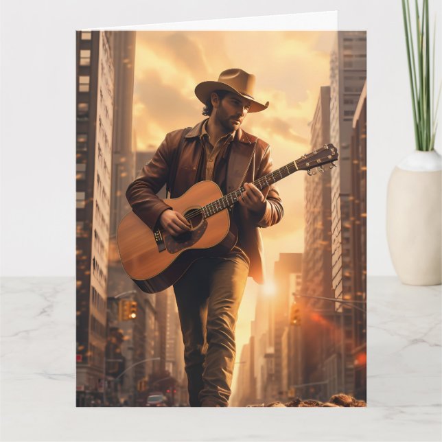 Belle Cowboy Bonne CARTE DE RÉUNION D'Anniversaire (Devant)