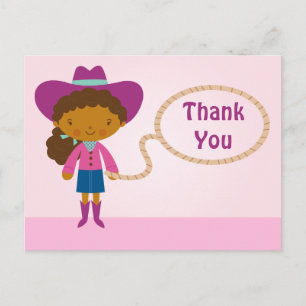 Belle cowgirl lasso fille merci carte postale