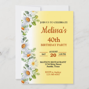 Belle Daisy Anniversaire Fête Invitation