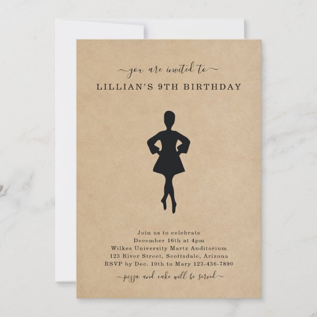 Belle Danse Irlandaise Invitation Anniversaire (Devant)