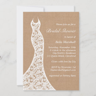 Belle Dentelle & Burlap Invitation de douche nupti