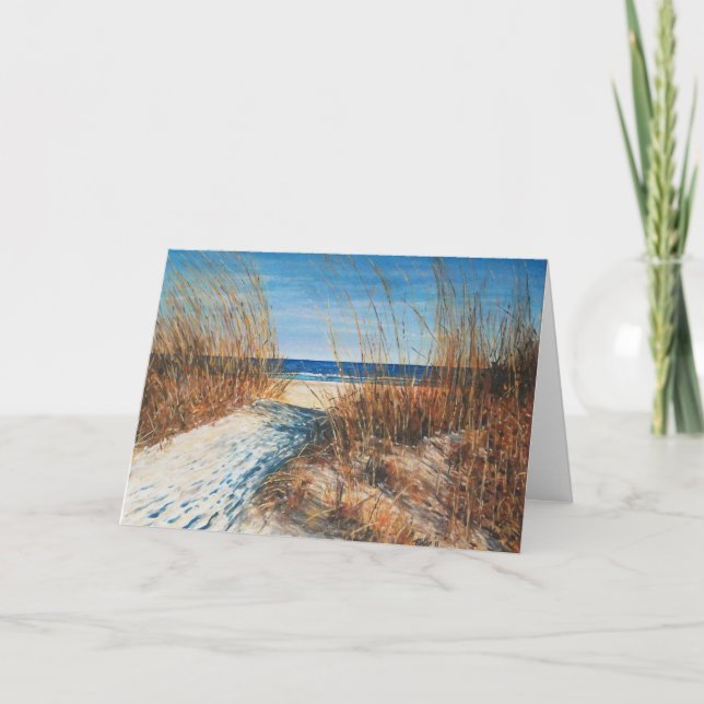 Belle Dunes de sable Plage Peinture Cartes de voeu (Devant)