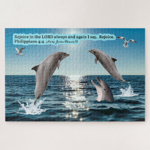 Belle Écriture Dauphin Puzzle Philippians 4:4