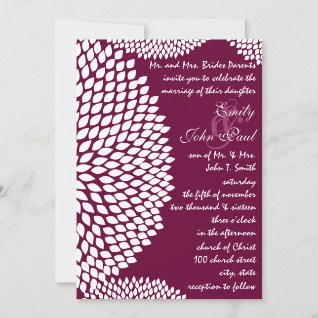 Belle Elegant Zinnia Faire-part de mariage (Devant)
