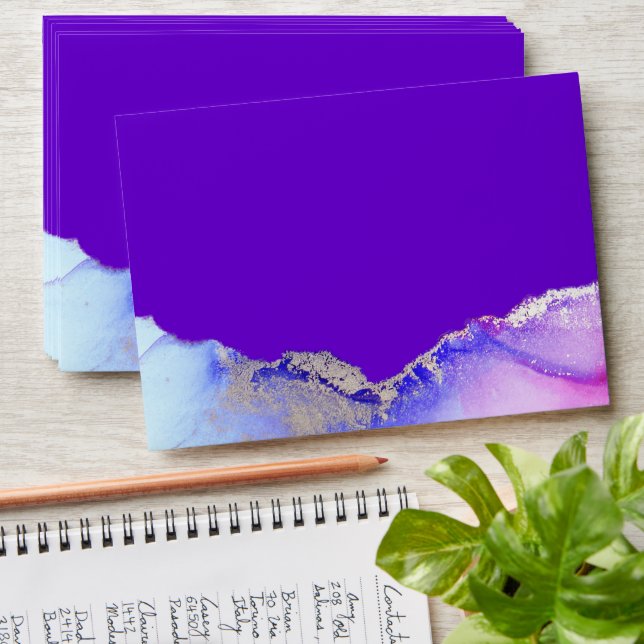 Belle Enveloppe Mariage bleu violet (Stacked)
