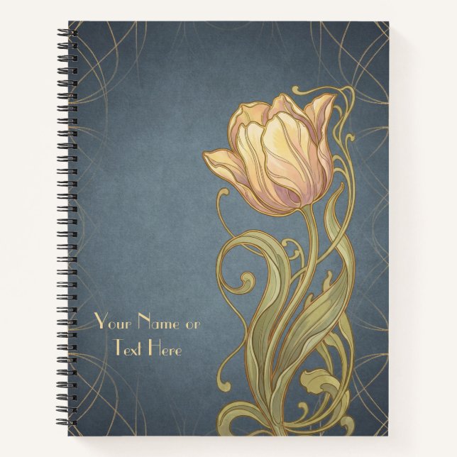 Belle Époque Botanicals: Art Nouveau Pink Tulip Notebook (Front)