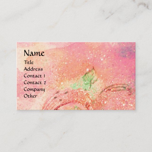 BELLE EPOQUE / LADIES WITH COLORFUL FEATHERS, Pink Business Card (Front)